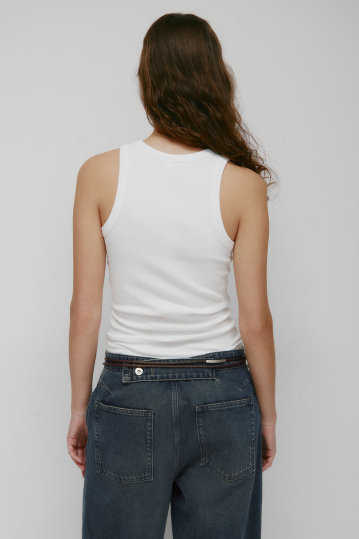 Women's Racer Tank in White