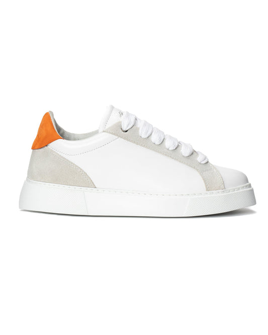 Women's Rool Court Leather Sneakers in White Orange