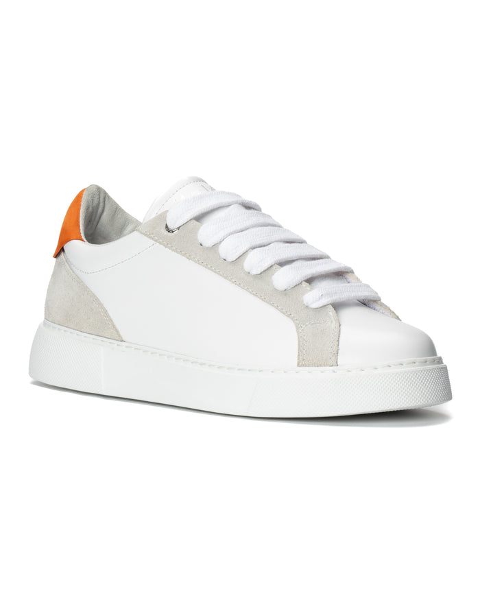 Women's Rool Court Leather Sneakers in White Orange (2)