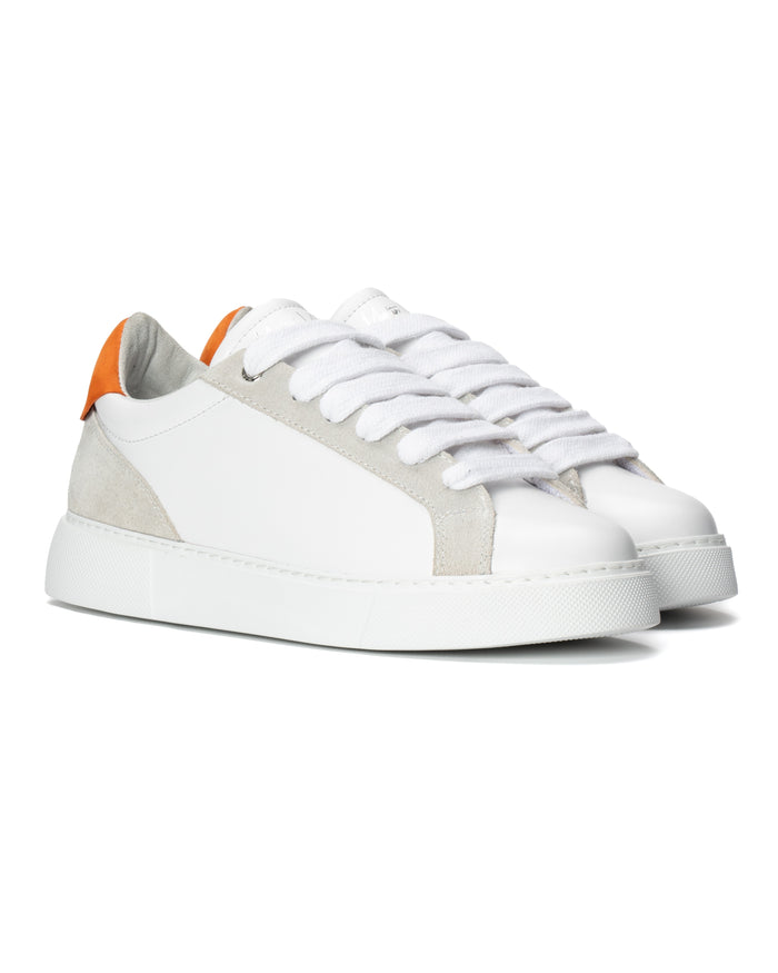 Women's Rool Court Leather Sneakers in White Orange (3)