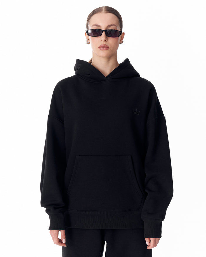 Women's Side Button Black Hoodie