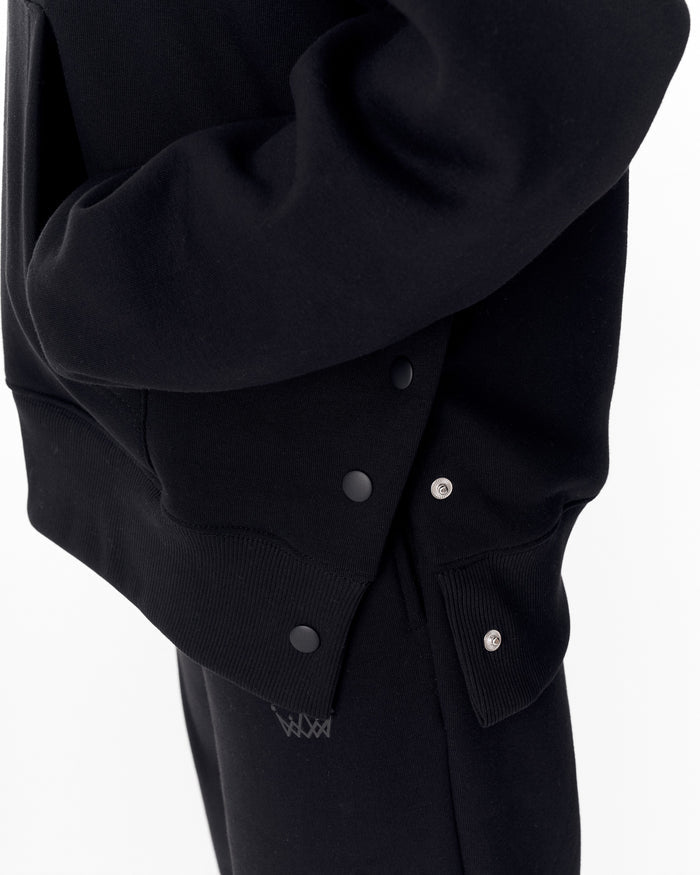 Women's Side Button Black Hoodie (3)