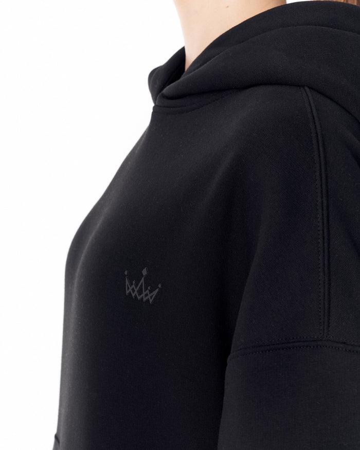 Women's Side Button Black Hoodie (5)
