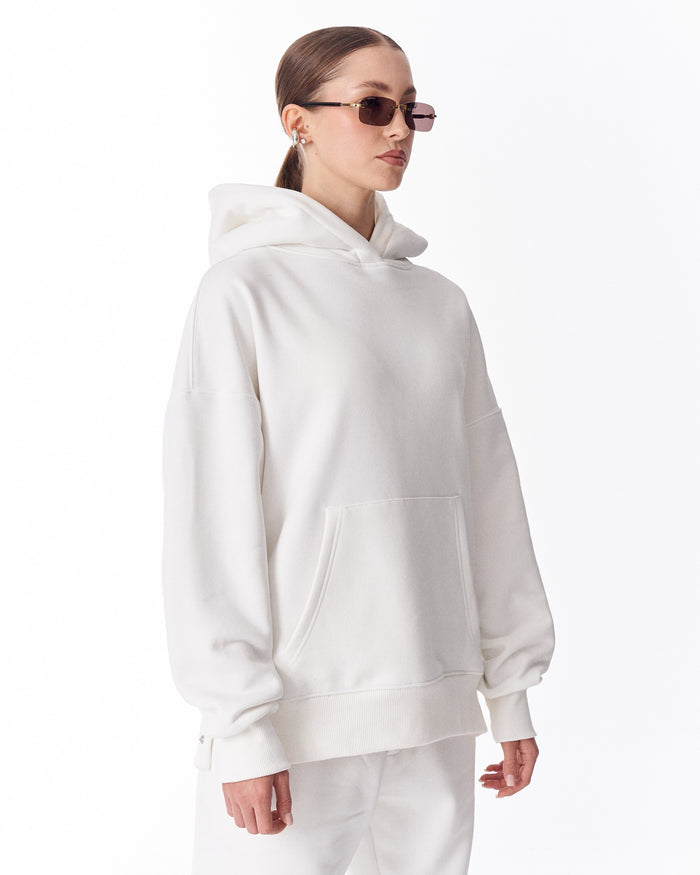 Women's Side Button White Hoodie (4)