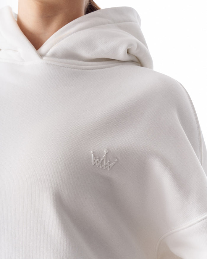 Women's Side Button White Hoodie (5)