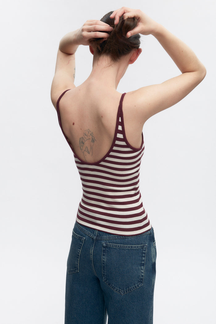Women's Siwa Tank in Plum/Marshmallow Stripe