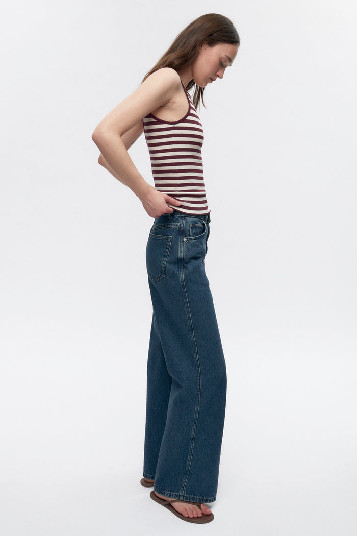 Women's Siwa Tank in Plum/Marshmallow Stripe