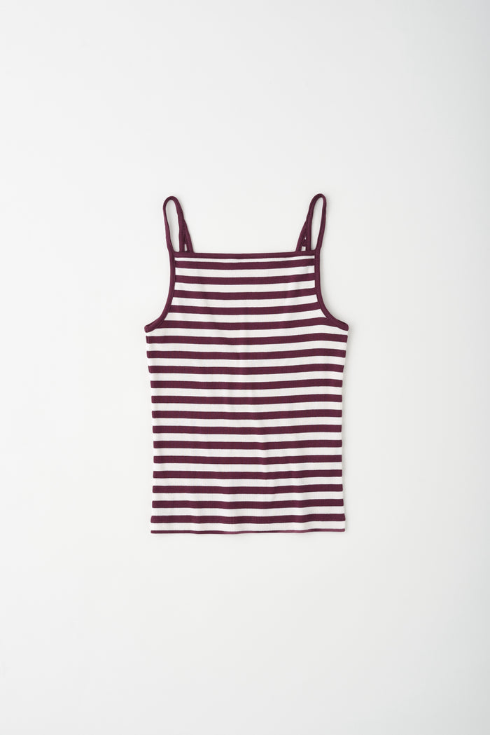 Women's Siwa Tank in Plum/Marshmallow Stripe