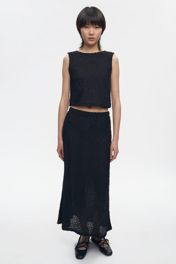 Women's Yasmina Boatneck Tank in Black