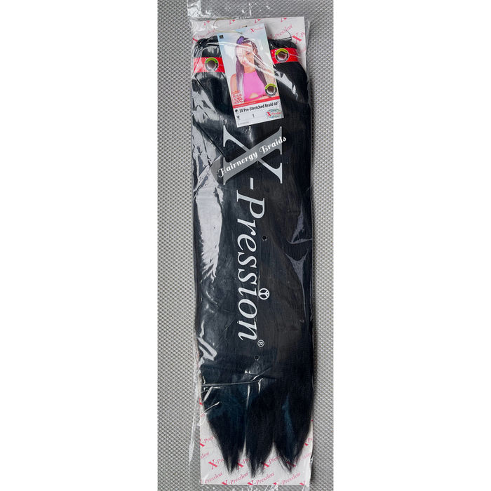 X-Pression Pre-stretched Hair Braiding Extensions 60" Color 1