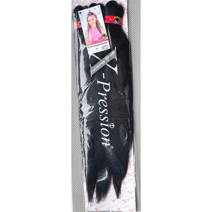X-Pression Pre-stretched Hair Braiding Extensions 60" Color 1B