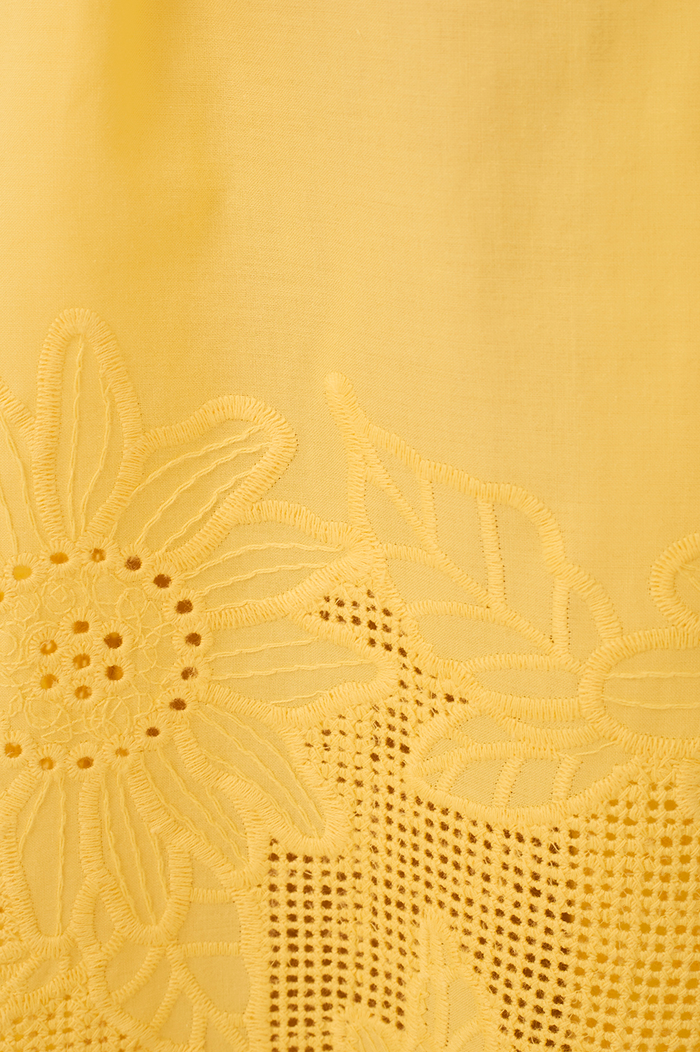 Yellow Ruffled Embroidered Midi Dress_7