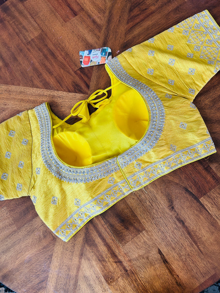 Yellow-Silver readymade blouse