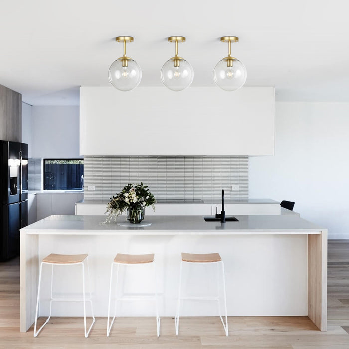 Zeno Globe Ceiling Light | Brass/Clear